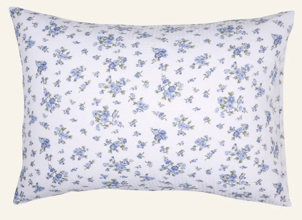 Belle Flower tyynyliina kreppipuuvillaa sininen
