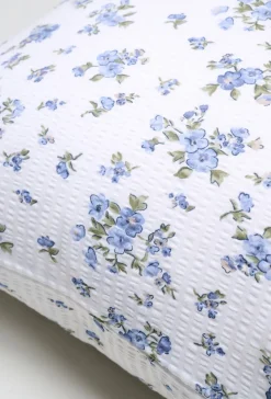 Belle Flower tyynyliina kreppipuuvillaa sininen