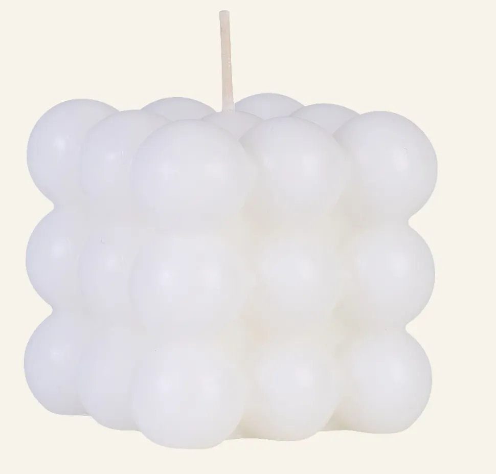 Bubble square koristekynttilä valkoinen
