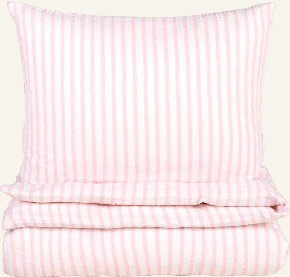 Evie Stripe pussilakanasetti kreppipuuvillaa vaaleanroosa