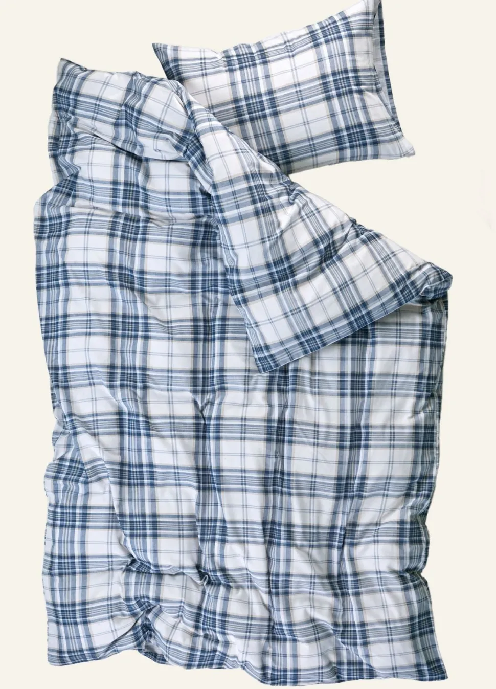 Flanellipussilakanasetti sininen - 150x210 cm/50x60 cm