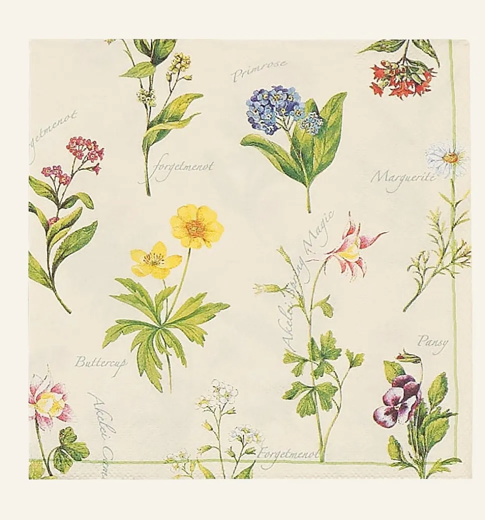 Floral paperiservetit moniväri