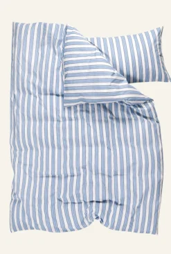Navigare stripe pussilakanasetti puuvillaa sininen