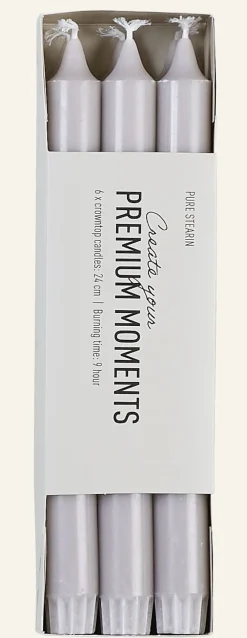 Premium stearin 6pk kruunukynttilä utuinen vaaleanpunainen