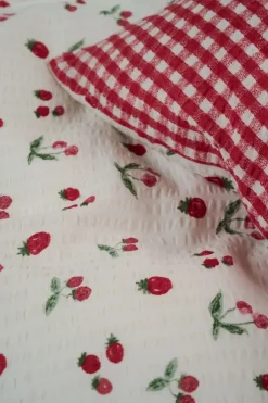 Pussilakanasetti kreppipuuvillaa punainen - 150x210 cm
