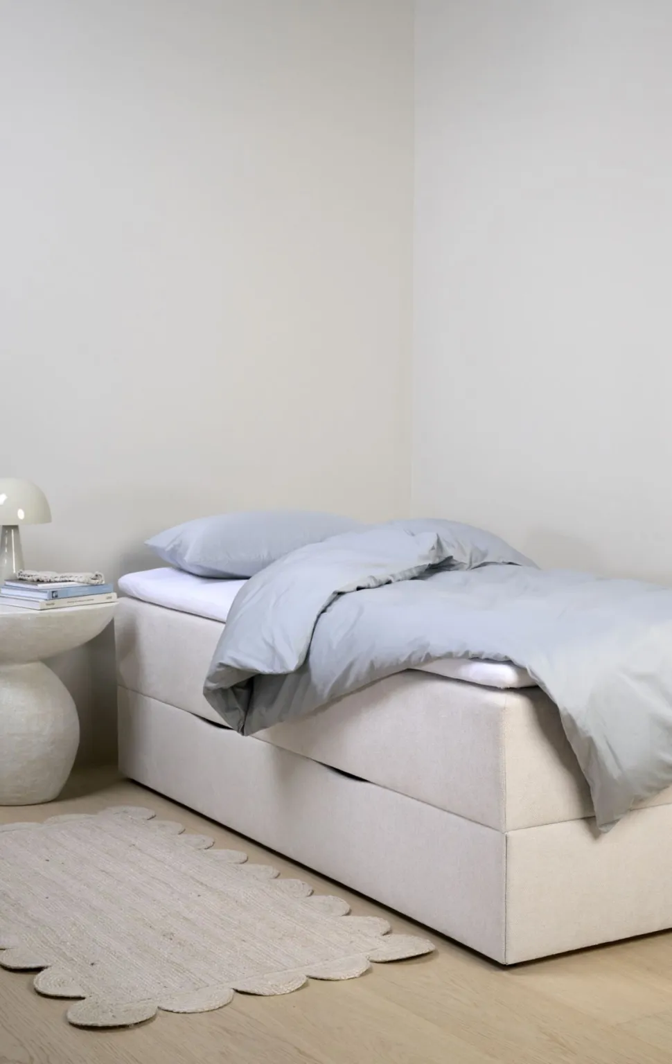 Sänky säilytystilalla beige - 90x200x59 cm
