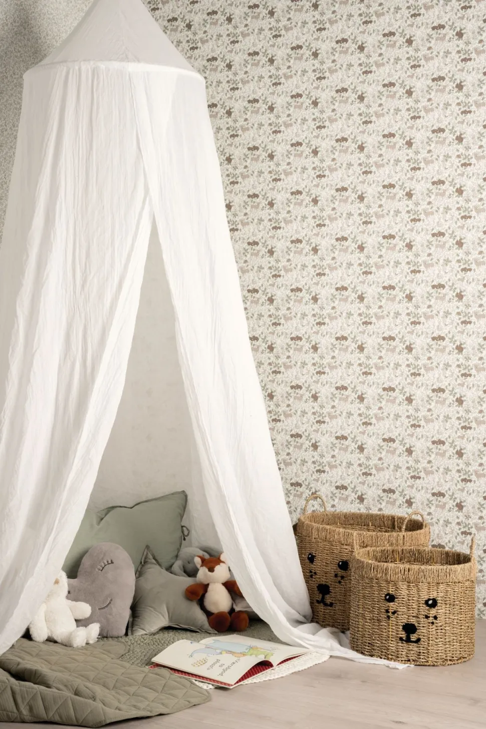 Wooden Animals tapetti sininen